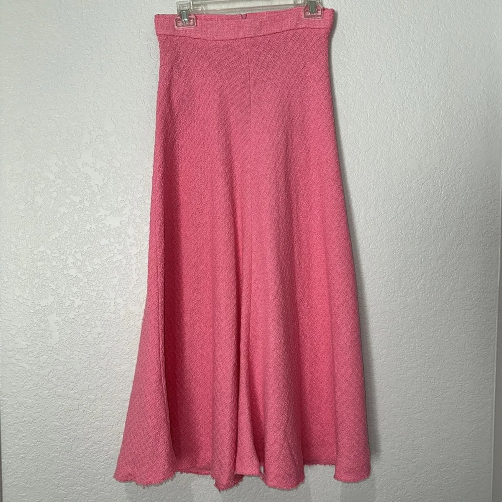 NEW| ZARA Textured A Line Barbie Pink Skirt - Picture 6 of 8
